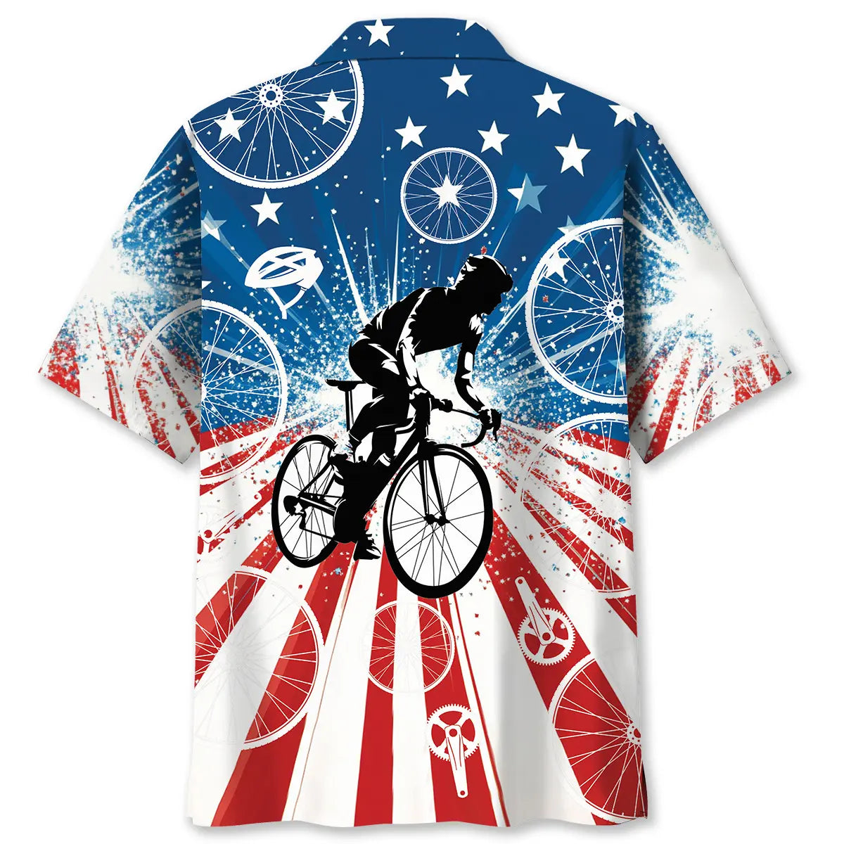 American Cycling Hawaiian Shirt For Patriotic Events, Summer Travel, And Casual Outdoor Wear