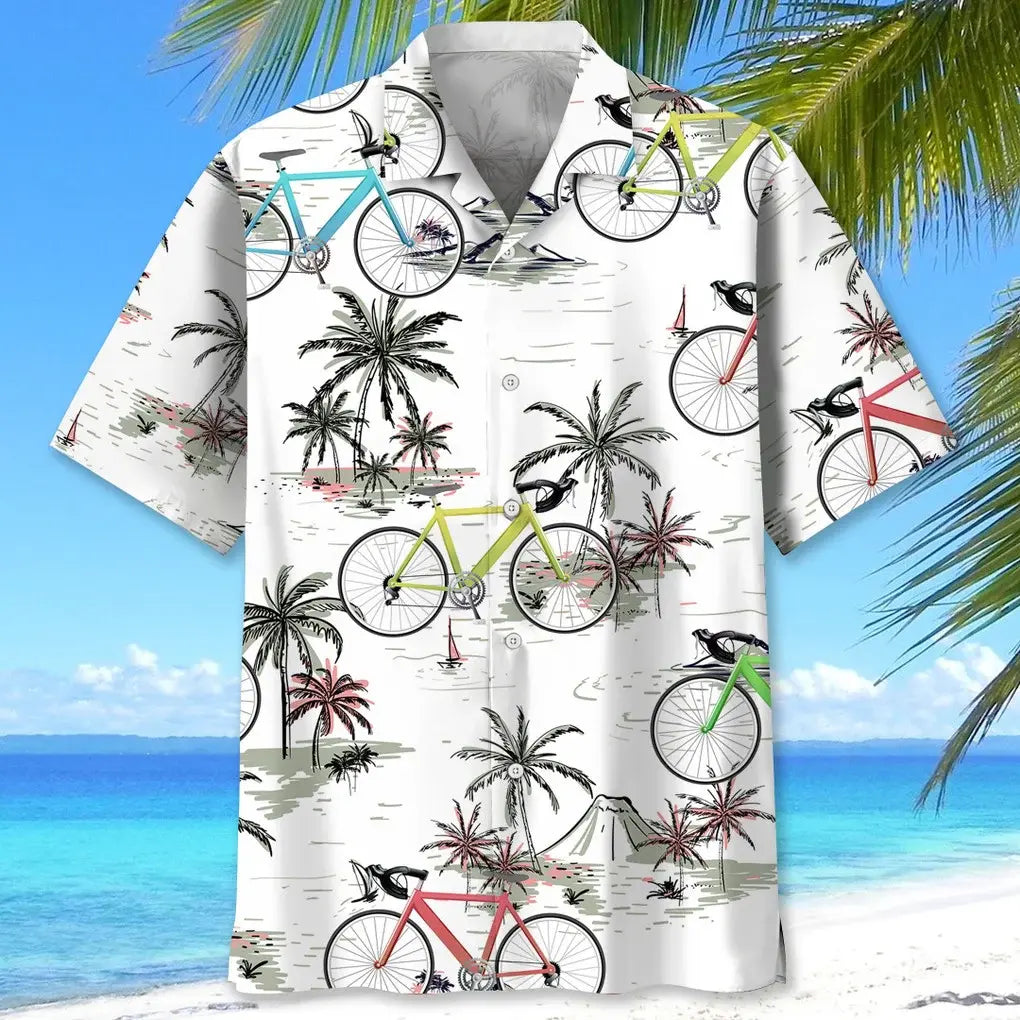 Cycling Coconut Hawaiian Shirt For Active Holidays, Resort Trips, And Warm Weather Gatherings