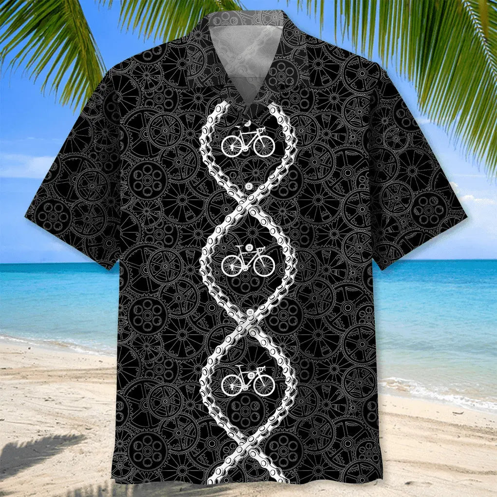Cycling DNA Hawaiian Shirt For Active Holidays, Resort Trips, And Warm Weather Gatherings