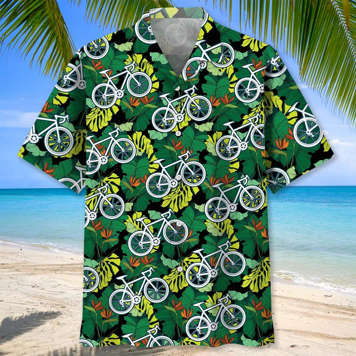 Tropical Cycling Hawaiian Shirt For Outdoor Adventures, Coastal Travel, And Comfortable Casual Style