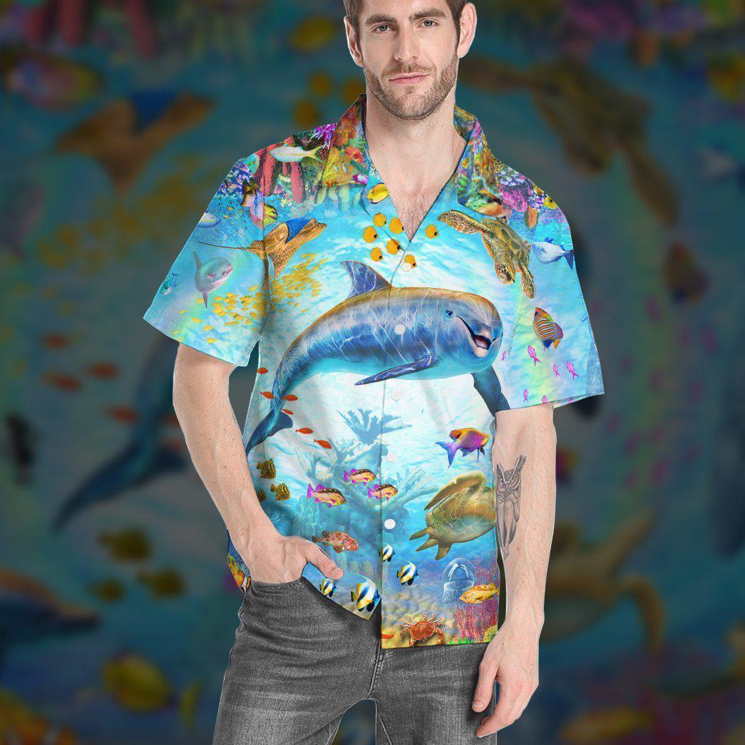 Dolphin Beautiful Ocean Hawaiian Shirt For Coastal Adventures And Warm Weather Wear