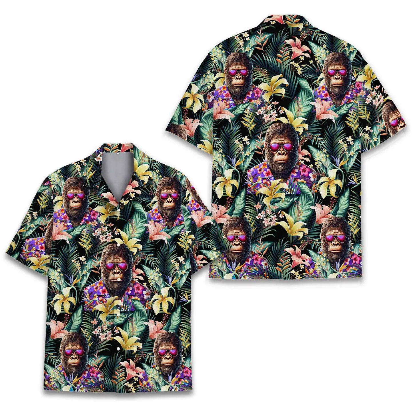 Tropical Island Bigfoot Aloha Hawaiian Shirt For Coastal Getaways, Outdoor Gatherings, And Thoughtful Gift Giving