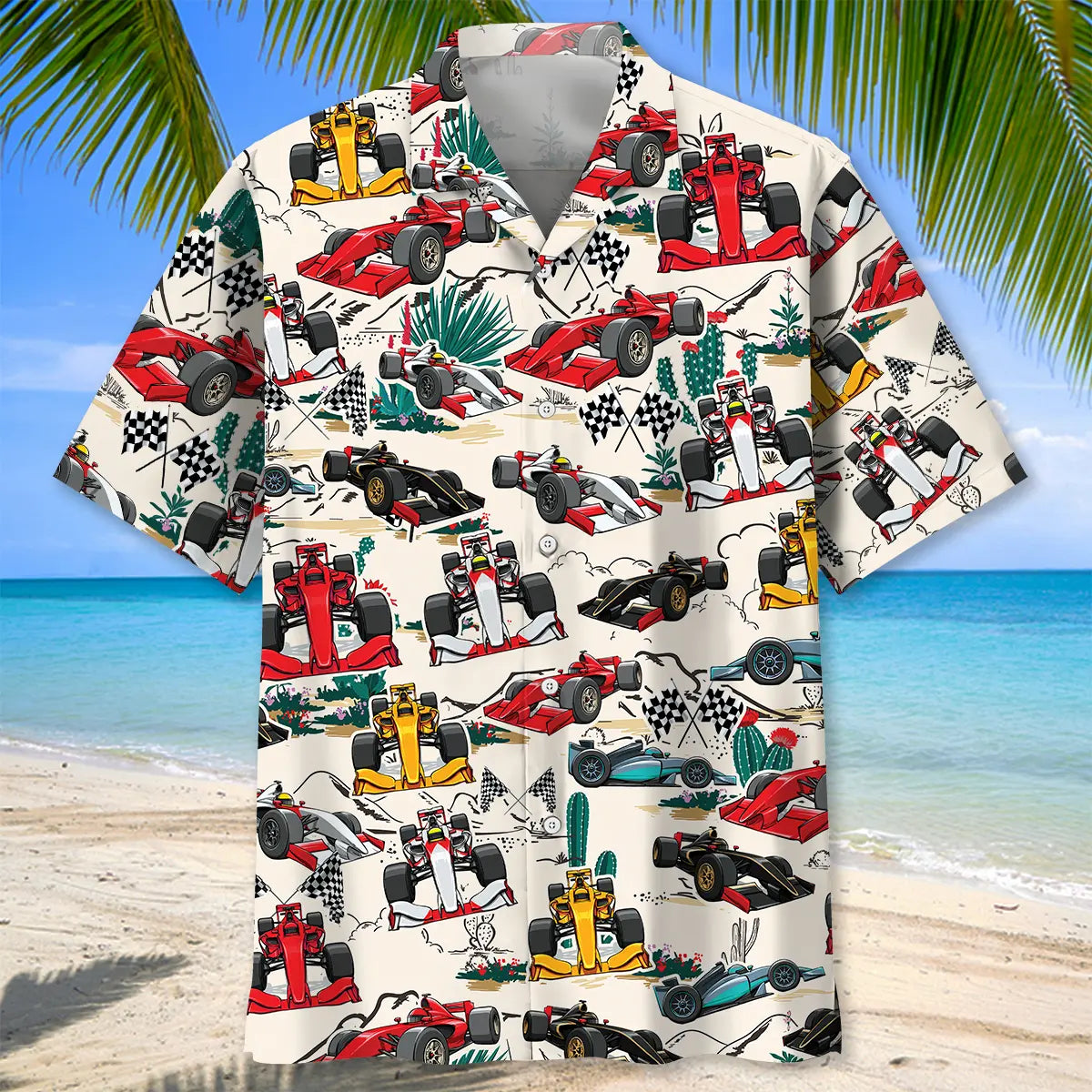 Desert Open Wheel Racing Car Hawaiian Shirt For Racing Fans, Summer Outings, And Relaxed Vacation Wear