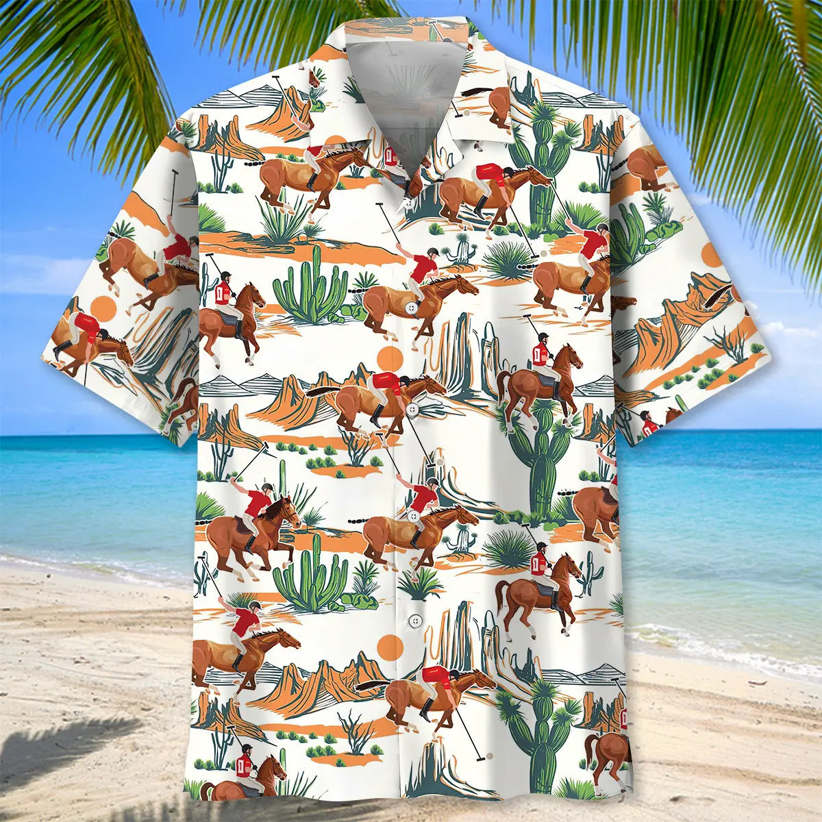 Desert Horse Polo Sport Hawaiian Shirt For Tropical Holidays, Outdoor Gatherings, And Everyday Comfort