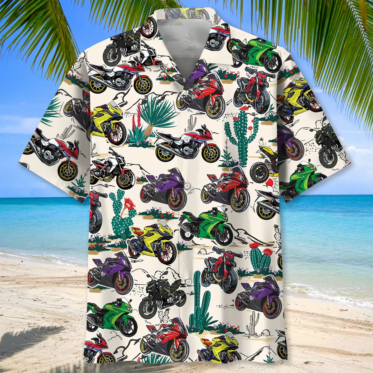 Desert Motorcycle Racing Hawaiian Shirt For Tropical Holidays, Outdoor Gatherings, And Everyday Comfort