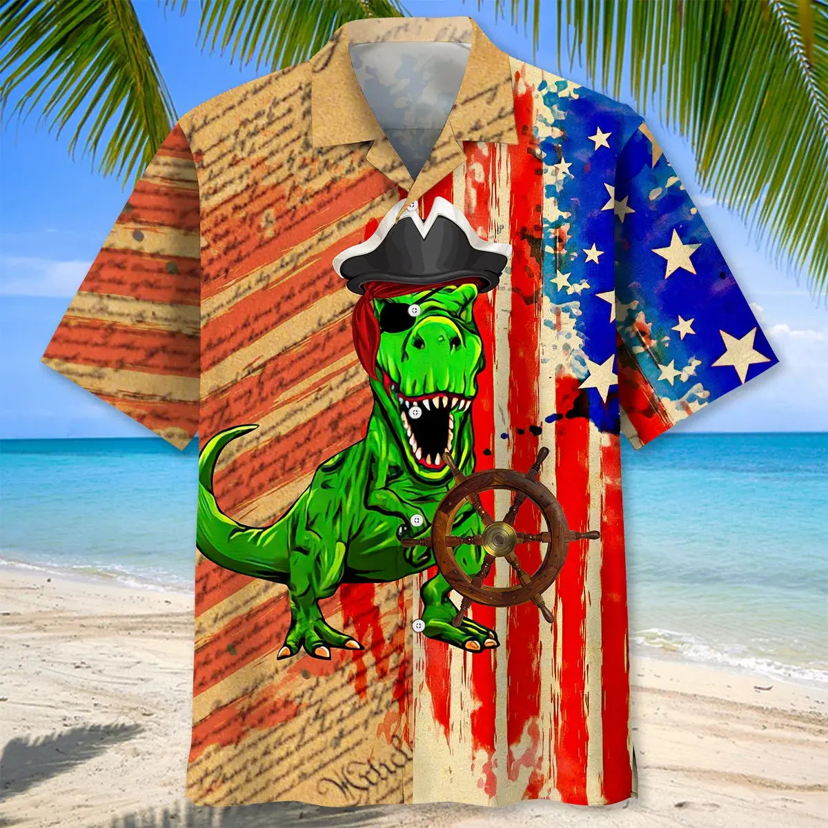 Dinosaur Pirate Hawaiian Shirt For Fantasy Fans, Resort Trips, And Imaginative Summer Style