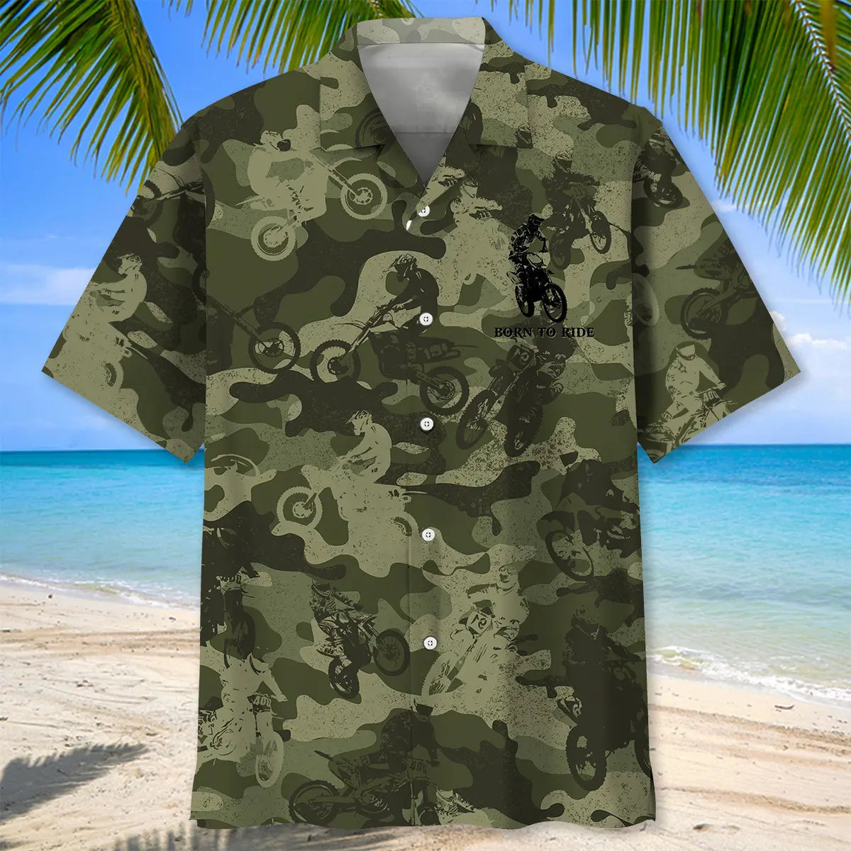Dirt Bike Camouflage Hawaiian Shirt For Beach Days, Summer Outings, And Thoughtful Gift Giving