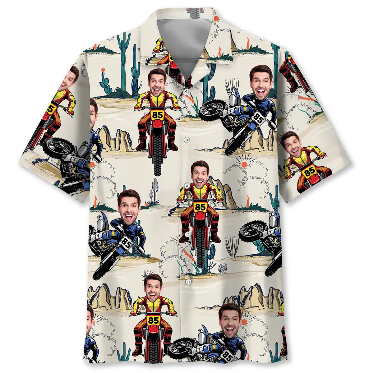 Dirt Bike Desert Personalized Photo Hawaiian Shirt For Beach Days, Summer Outings, And Thoughtful Gift Giving