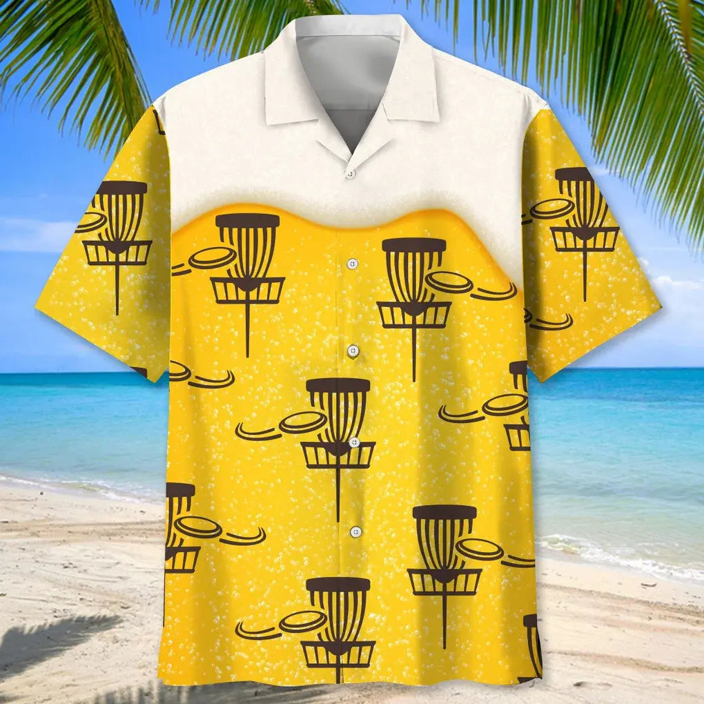 Disc Golf Beer Hawaiian Shirt For Tropical Holidays, Outdoor Gatherings, And Everyday Comfort
