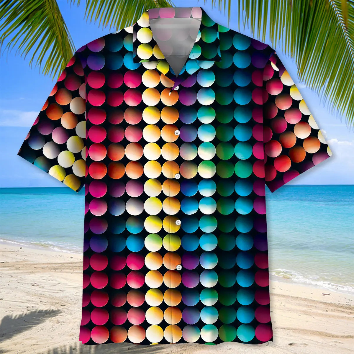 Colorful Disco Hawaiian Shirt For Tropical Holidays, Outdoor Gatherings, And Everyday Comfort