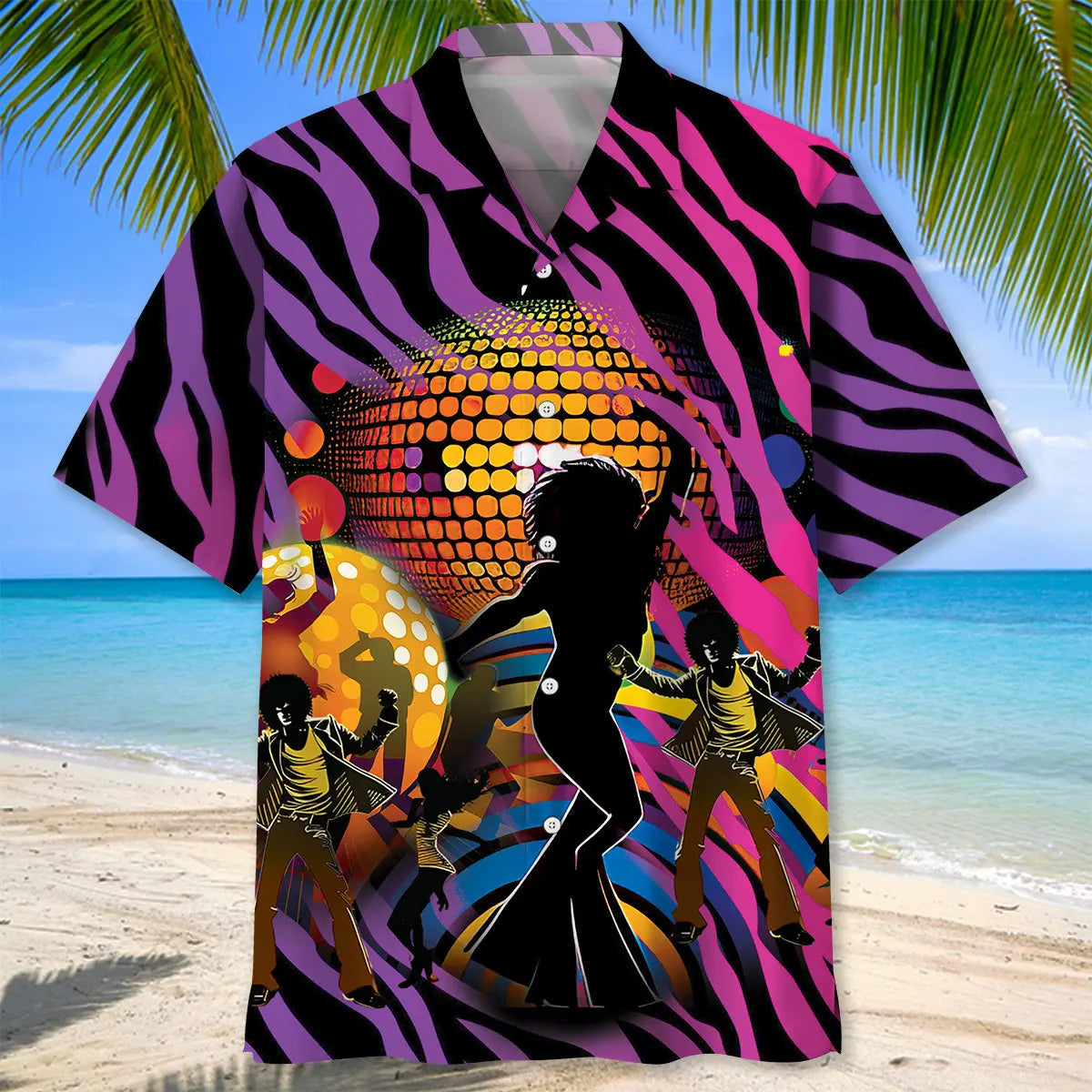 Disco Dance Hawaiian Shirt For Resort Trips, Coastal Parties, And Warm Weather Style