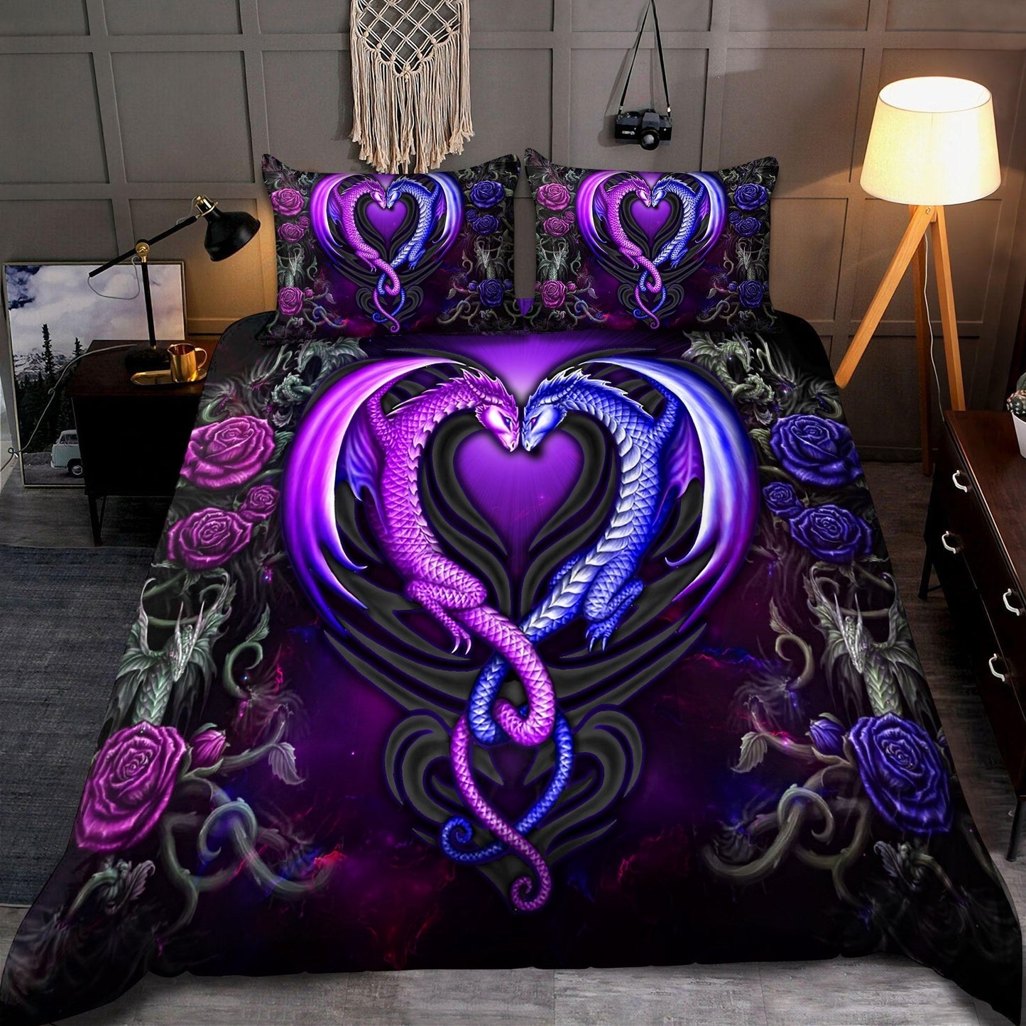 Dragon Couple Love Bedding Cover For Fantasy Bedroom Decor