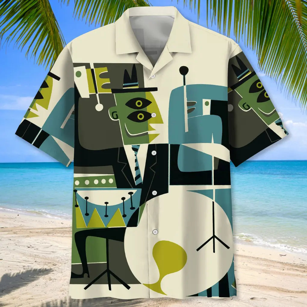 Abstract Drum Hawaiian Shirt For Beach Days, Summer Outings, And Thoughtful Gift Giving