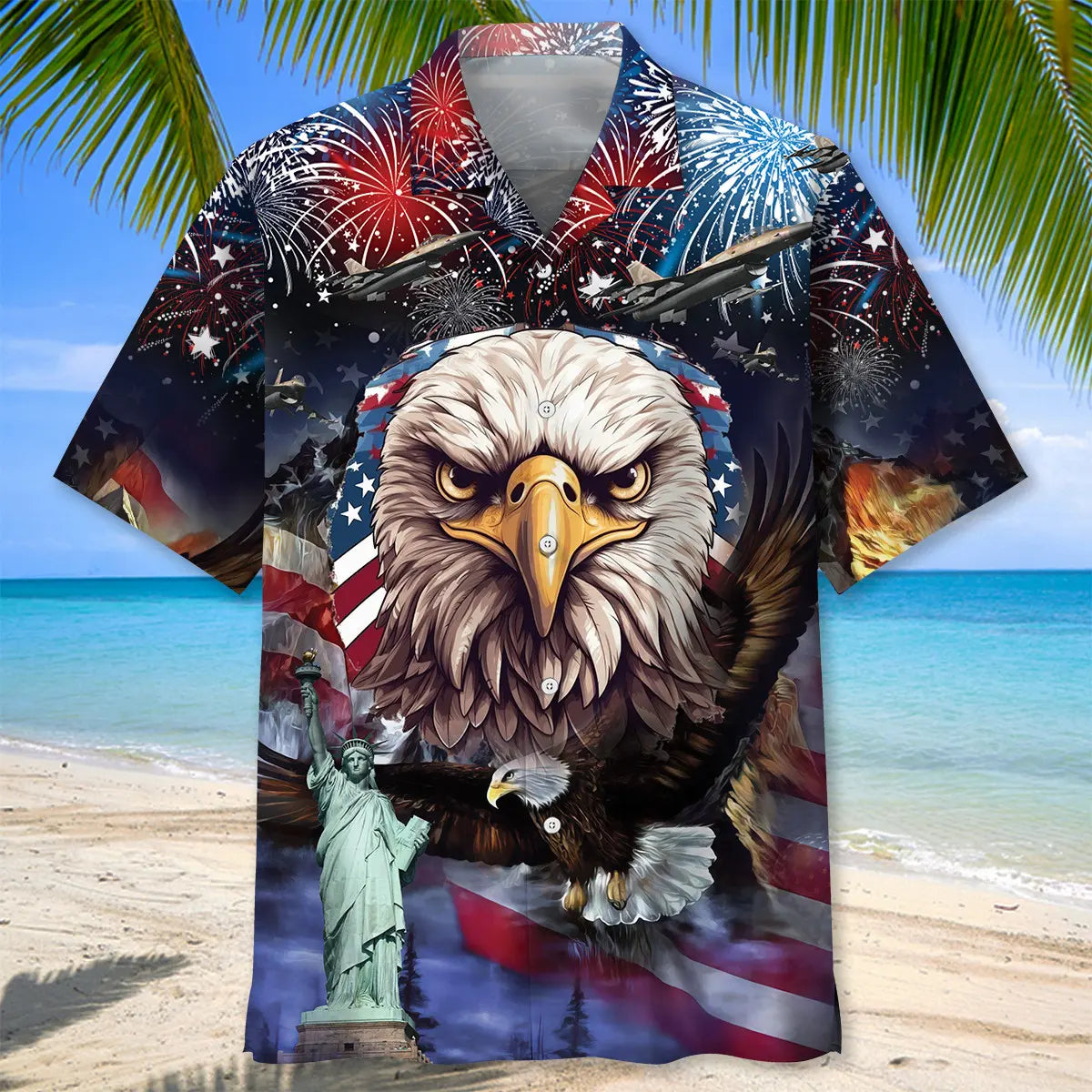 Patriotic Eagle Hawaiian Shirt For Holiday Gatherings, Coastal Trips, And Proud Seasonal Style