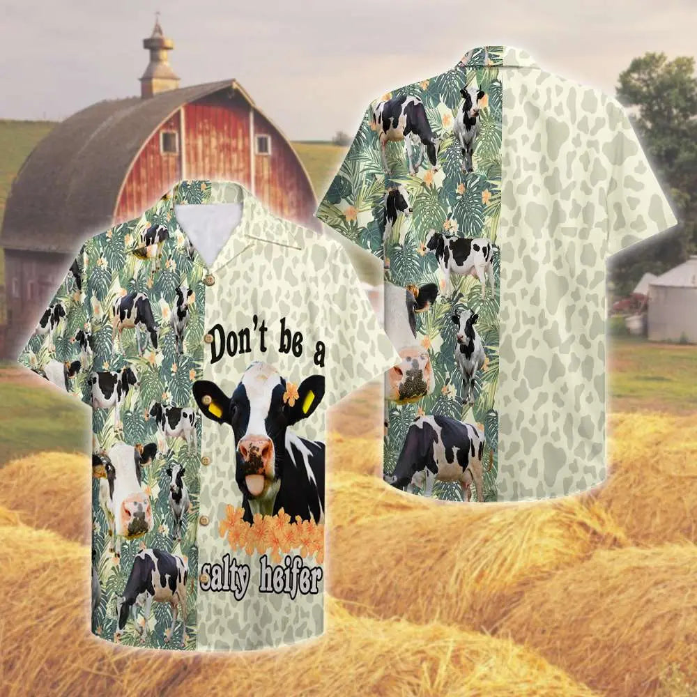 Island Farmer Don't Salty Heifer Aloha Hawaiian Shirt For Tropical Holidays, Resort Trips, And Relaxed Coastal Style