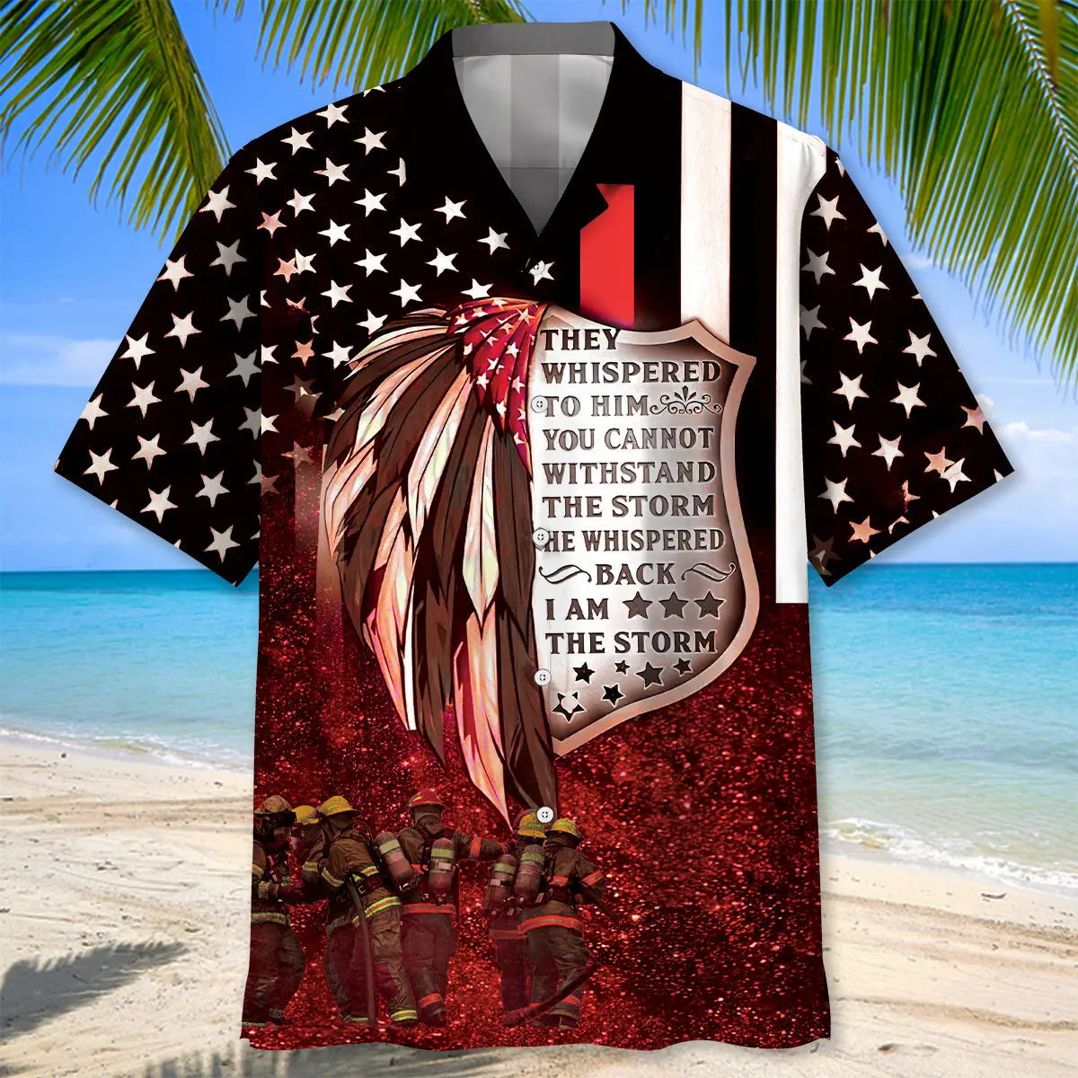 Firefighter Courage Hawaiian Shirt For Seasonal Celebration, Relaxed Getaway, And Comfortable Travel Wear
