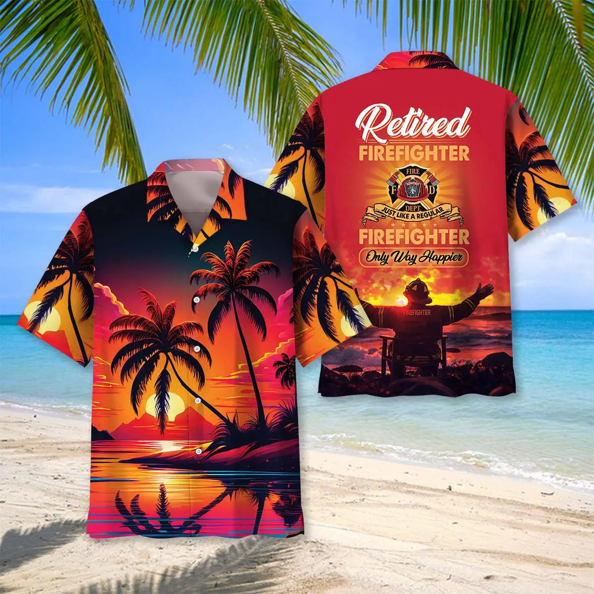 Firefighter Retirement Hawaiian Shirt For Coastal Festival, Island Getaway, And Casual Outdoor Style