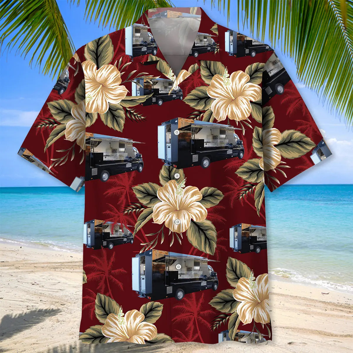 Floral Street Food Truck Hawaiian Shirt For Cruise Journey, Beachside Event, And Travel Ready Style