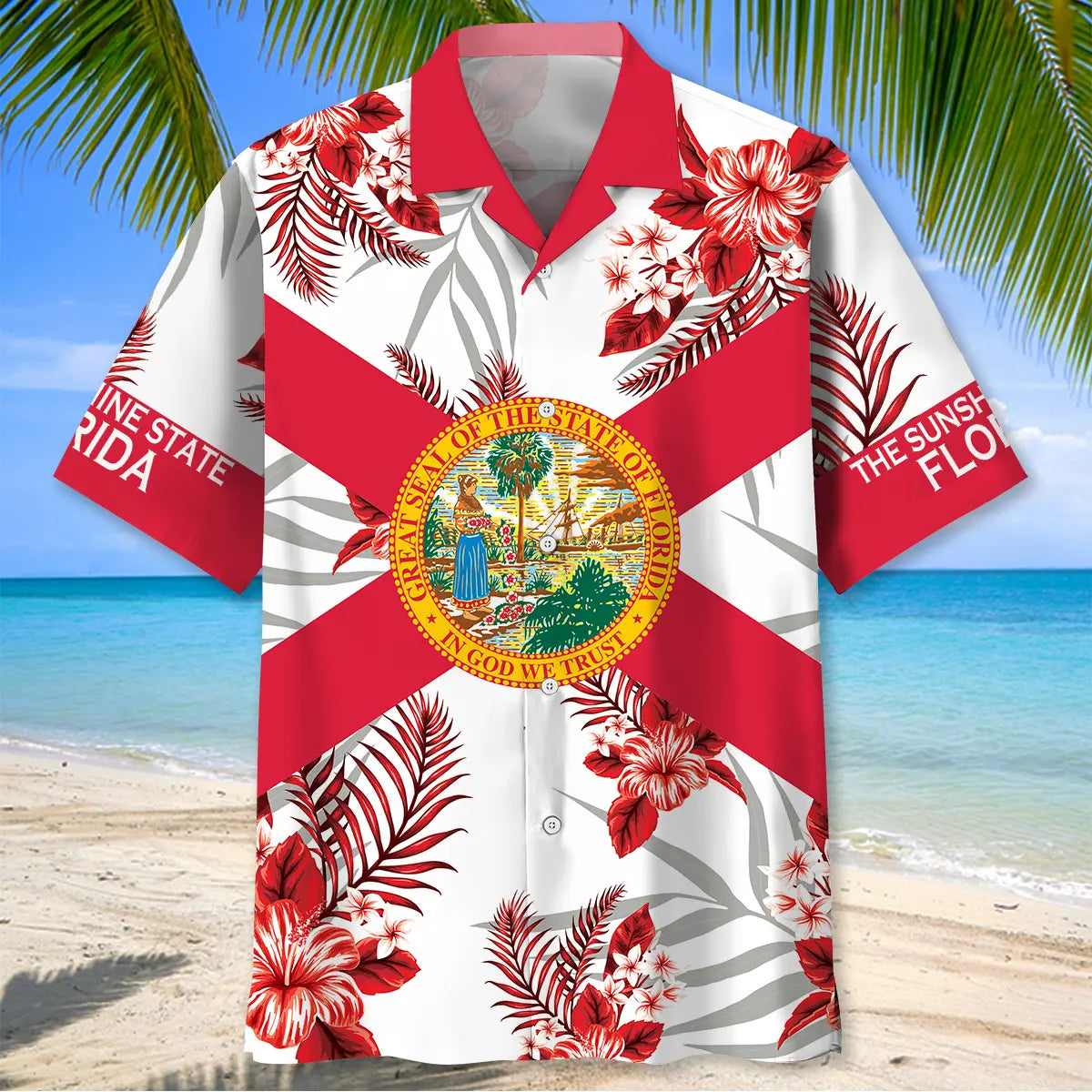 Funny Florida Heritage Hawaiian Shirt For Summer Vacation, Beach Travel, And Casual Wear
