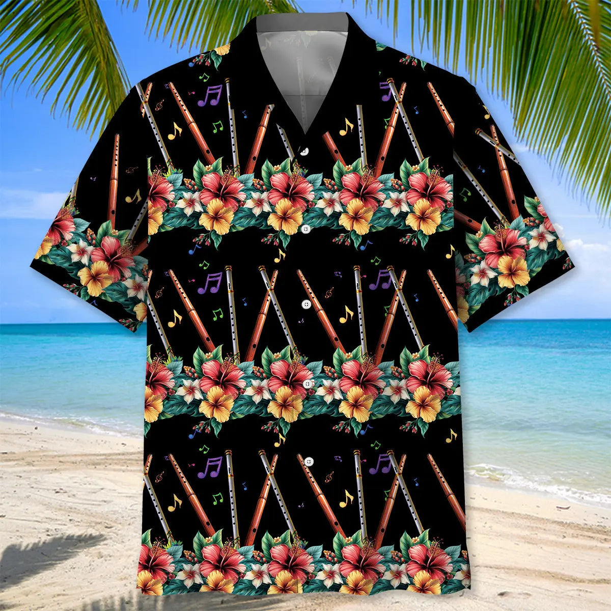 Flute Hibiscus Hawaiian Shirt For Resort Escape, Coastal Festival, And Easygoing Fashion