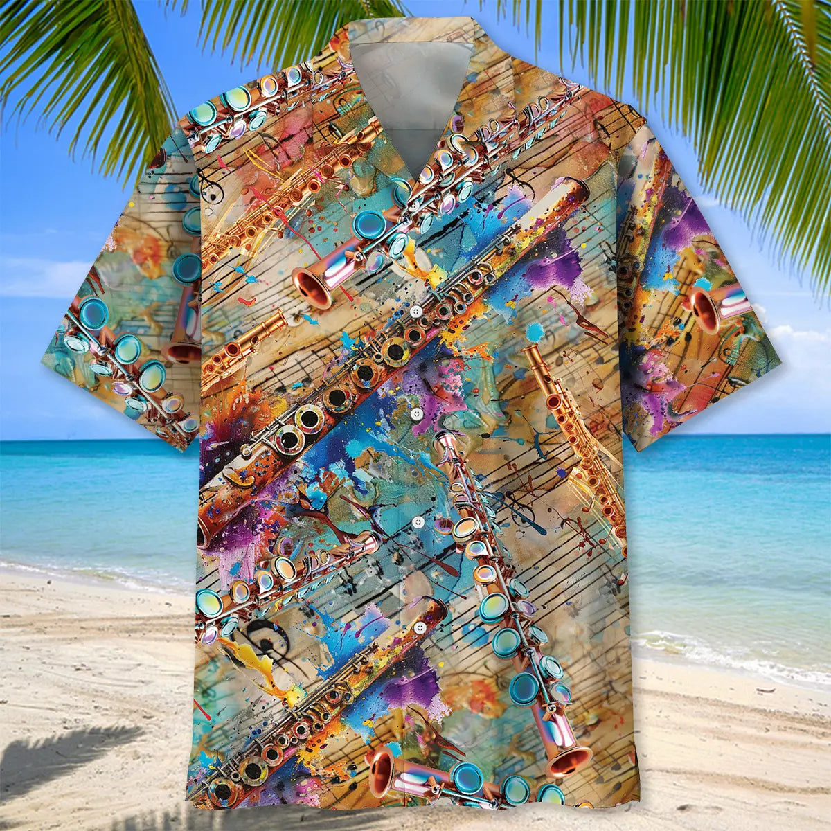 Flute Vintage Art Hawaiian Shirt For Relaxed Getaway And Daily Summer Wear