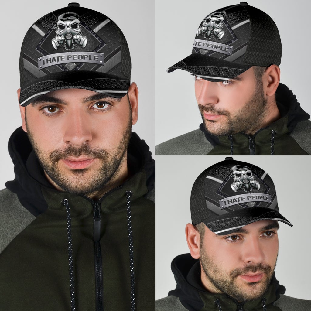 Skull I Hate People Classic Cap For Coastal Trips Outdoor Activities And Gift Giving