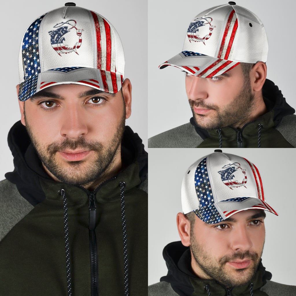 White American Fishing Outdoor Classic Cap For Seasonal Events Outdoor Trips And Everyday Comfort