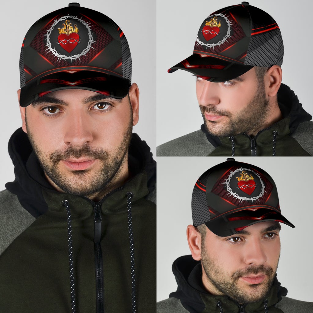 Sacred Heart Faith Message Classic Cap For Weekend Adventures Festivals And Gift Giving