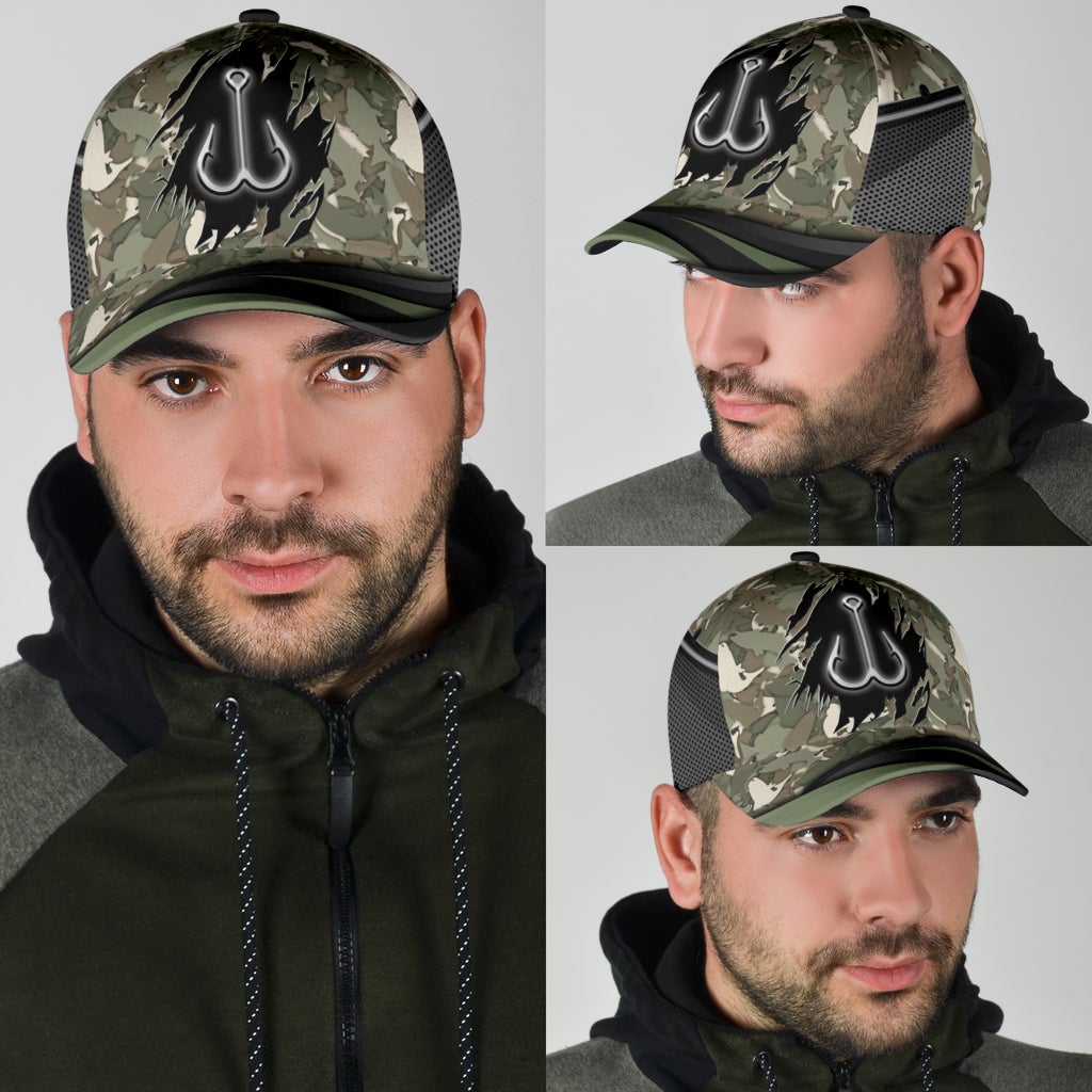 Fishing Camo Pattern Outdoor Classic Cap For Casual Outfits Vacations And Everyday Styling