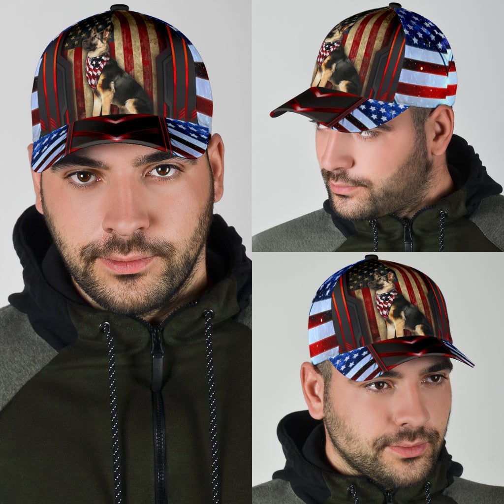 Proud American German Shepherd Classic Cap For Beach Travel Outdoor Events And Relaxed Casual Wear