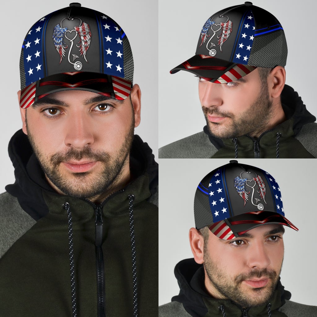 Nurse Wings American Flag Classic Cap For Comfortable Casual Wear Holidays And Outdoor Trips