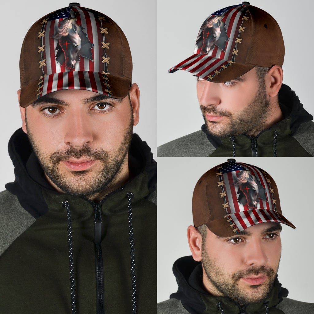 Faith Horse American Flag Classic Cap For Parties Vacations And Relaxed Daily Outfits