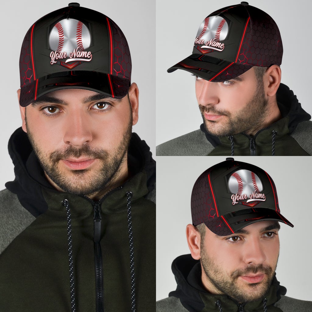 Custom Baseball Silver Pattern Personalized Name Classic Cap For Seasonal Events Outdoor Trips And Everyday Comfort