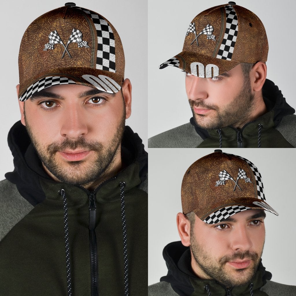 Custom Racing Leather Personalized Number Classic Cap For Beach Days Travel And Relaxed Everyday Outfits