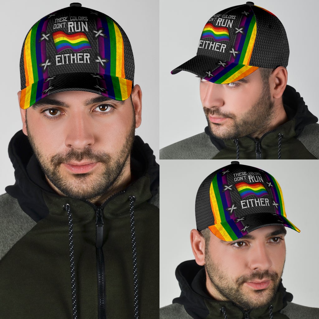 Pride Colors Never Run Classic Cap For Vacations Festivals Parties And Everyday Outfits