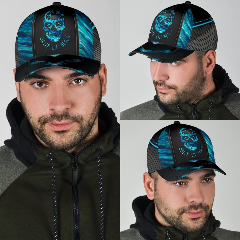 Skull Salty Beach Classic Cap For Vacations Festivals Parties And Everyday Outfits