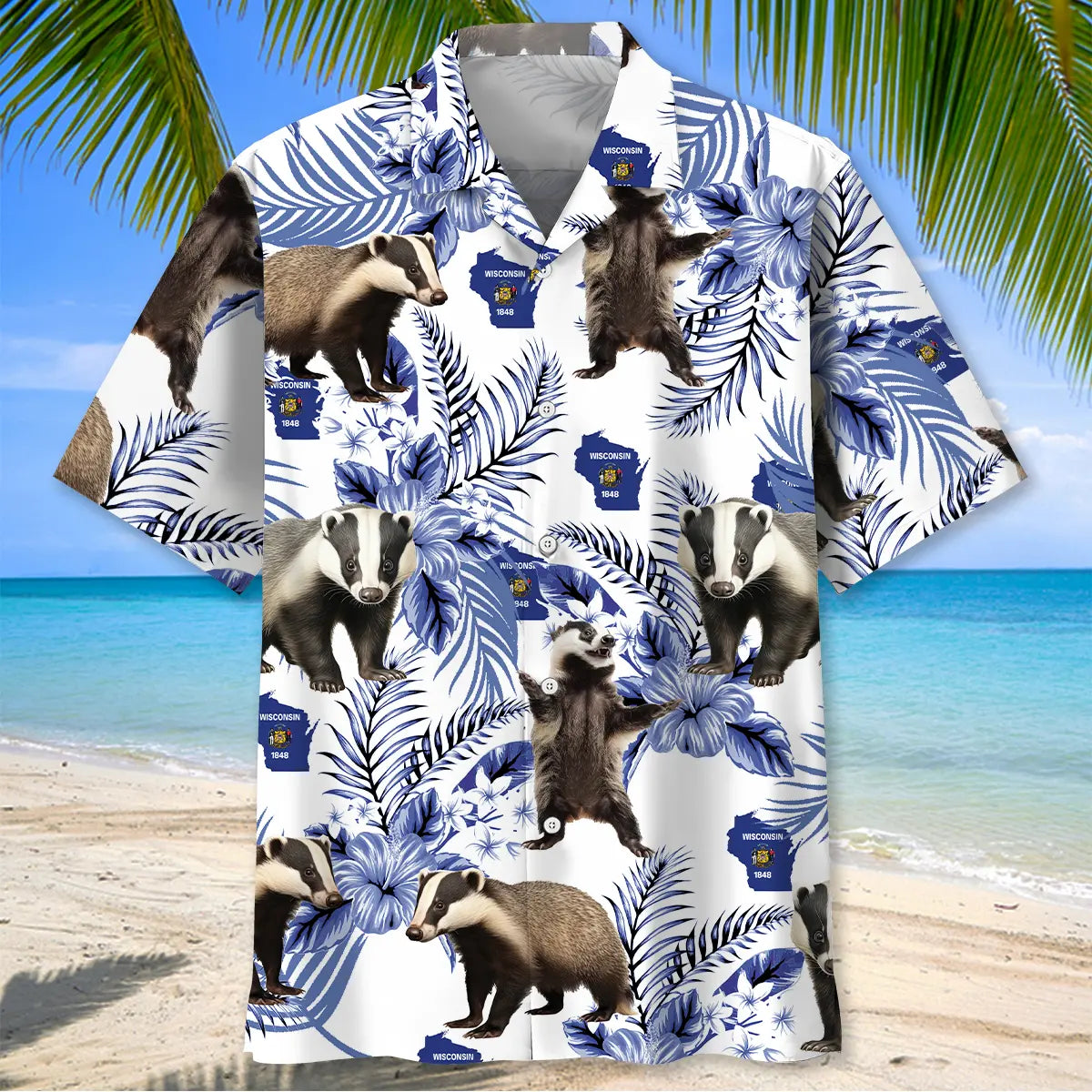 Funny Badgers Wisconsin Heritage Hawaiian Shirt For Tropical Holidays, Outdoor Gatherings, And Everyday Comfort