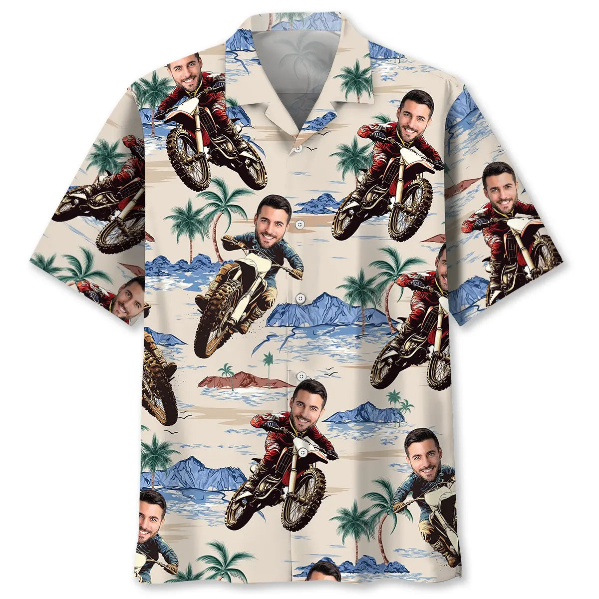 Funny Dirt Bike Beach Custom Photo Hawaiian Shirt