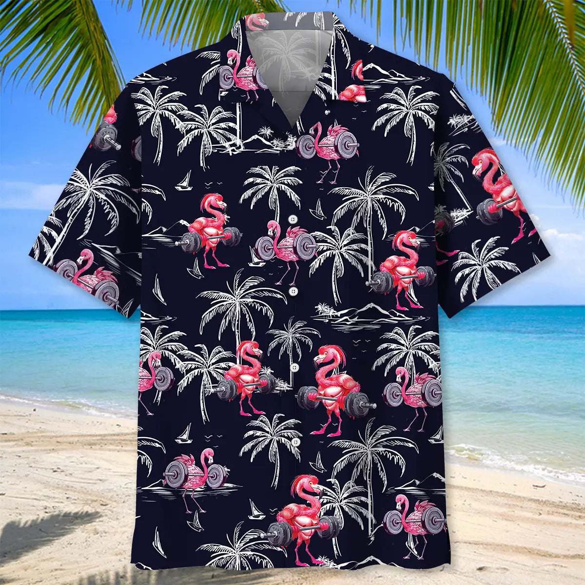 Funny Flamingo Gym Hawaiian Shirt For Island Vacations, Weekend Events, And Relaxed Everyday Outfits