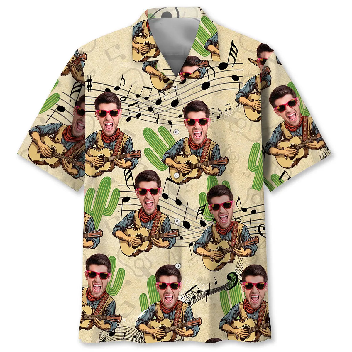 Funny Guitar Country Personalized Photo Hawaiian Shirt For Music Fans, Resort Parties, And Warm Weather Events