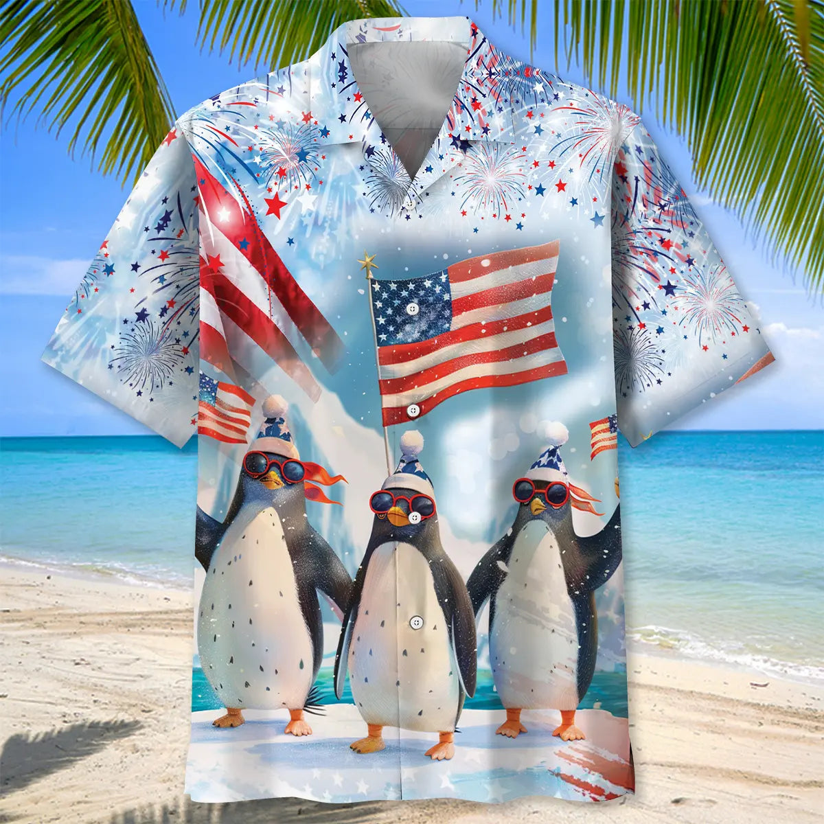 Funny Penguin Happy July Hawaiian Shirt For Vacation Cruise And Resort Wear