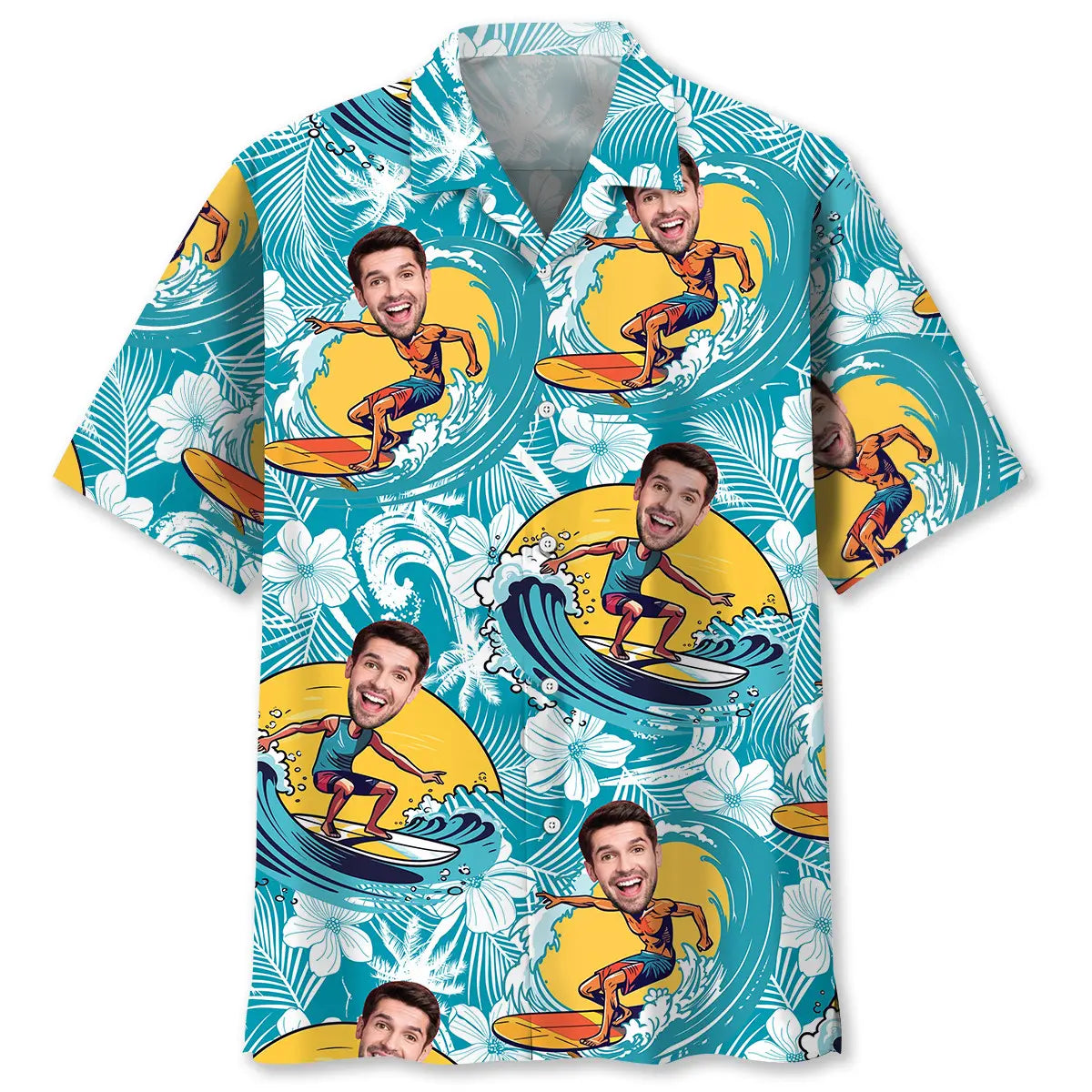 Funny Surfing Personalized Photo Hawaiian Shirt For Outdoor Adventures, Coastal Travel, And Comfortable Casual Style