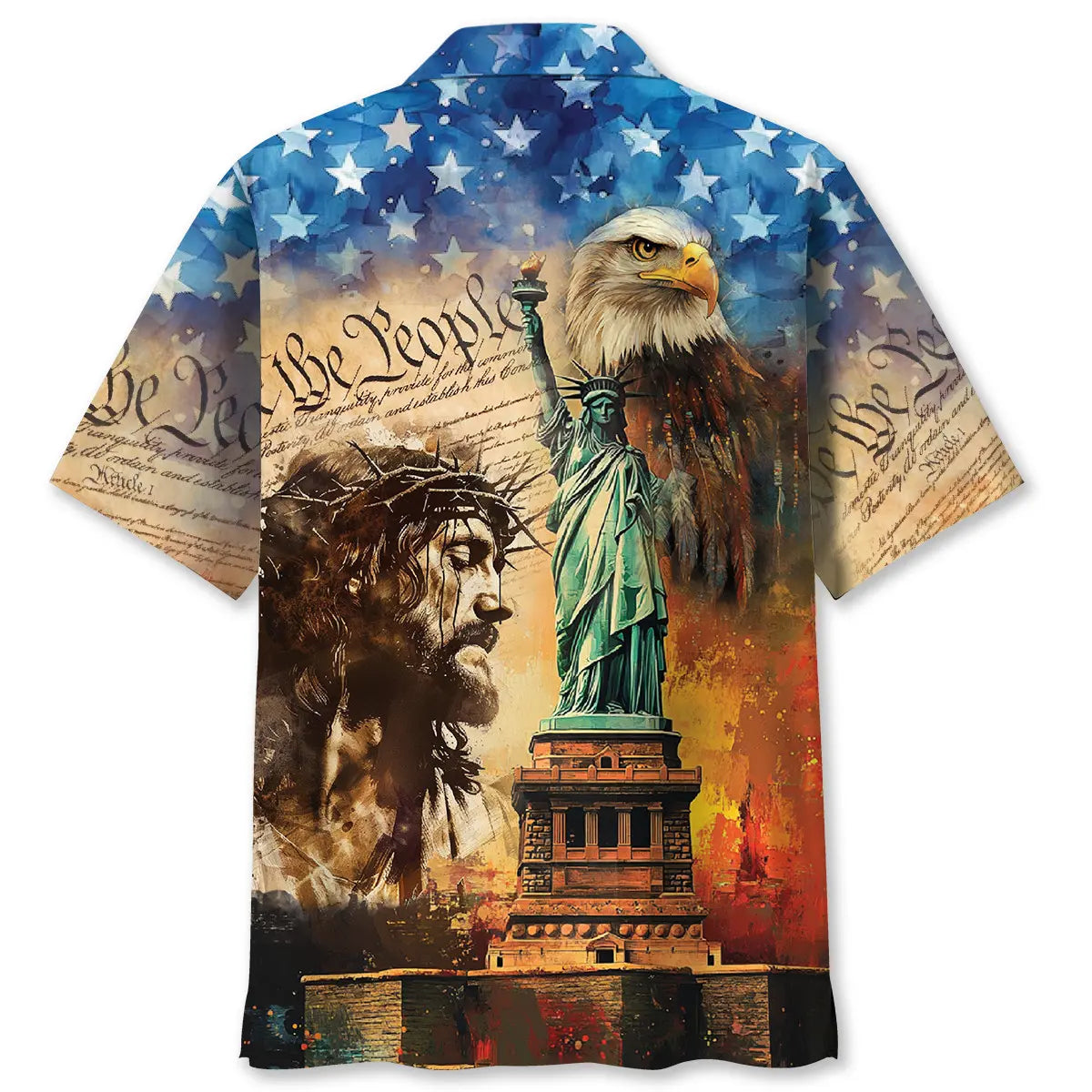 Patriotic Faith Eagle Hawaiian Shirt For Summer Vacation, Beach Travel, And Casual Wear