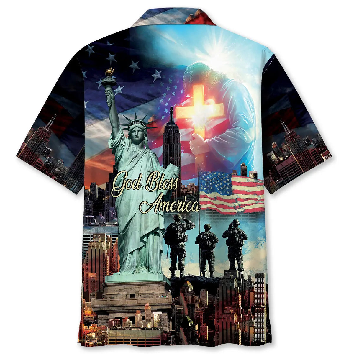 Patriotic Faith Veteran Hawaiian Shirt For Patriotic Events, Summer Travel, And Casual Outdoor Wear
