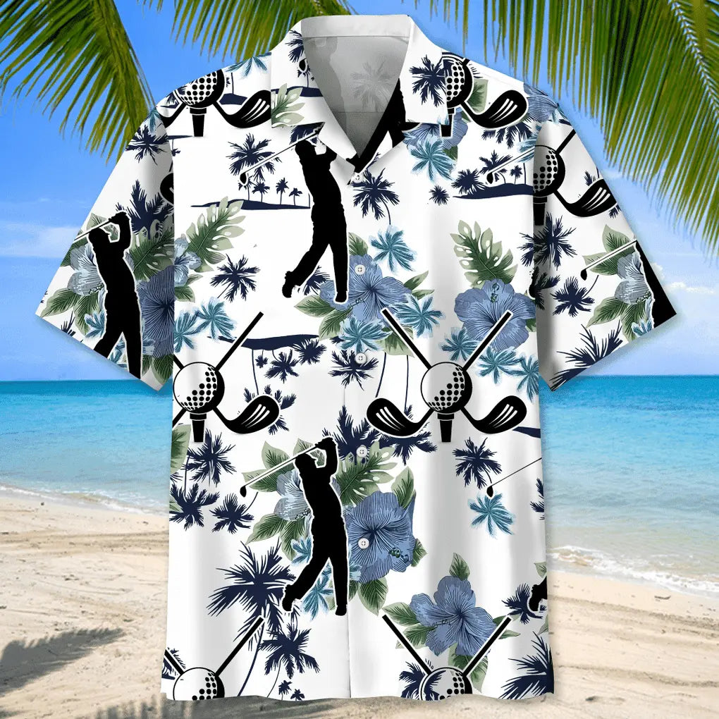 Golf White Nature Hawaiian Shirt For Active Holidays, Resort Trips, And Warm Weather Gatherings