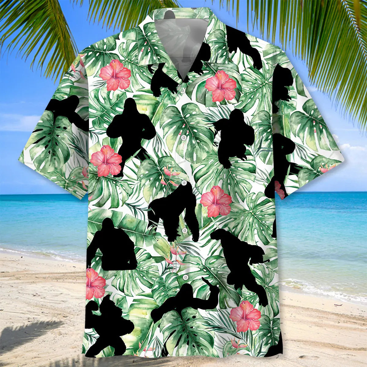 Gorillas Creative Pattern Hawaiian Shirt For Summer Vacation, Beach Travel, And Casual Wear
