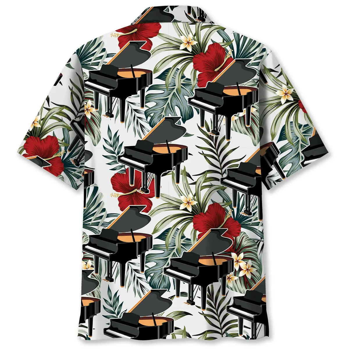 Tropical Grand Piano Hawaiian Shirt For Tropical Holidays, Resort Trips, And Relaxed Coastal Style