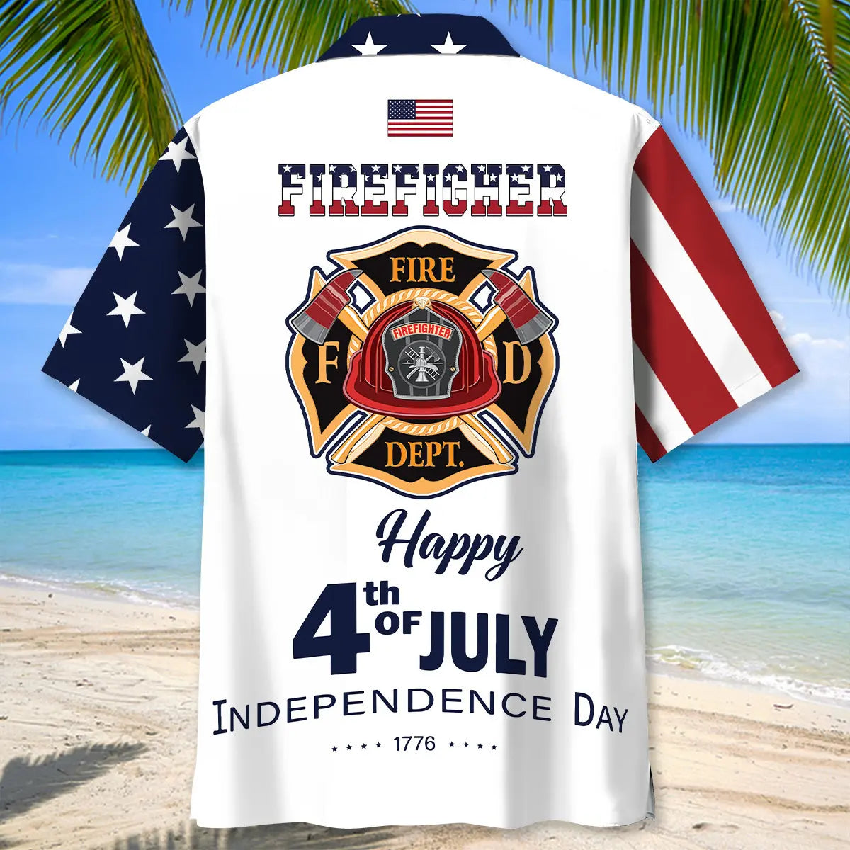 Happy Of July USA Firefighter Hawaiian Shirt For Weekend Escape, Tropical Holiday, And Coastal Casual Wear
