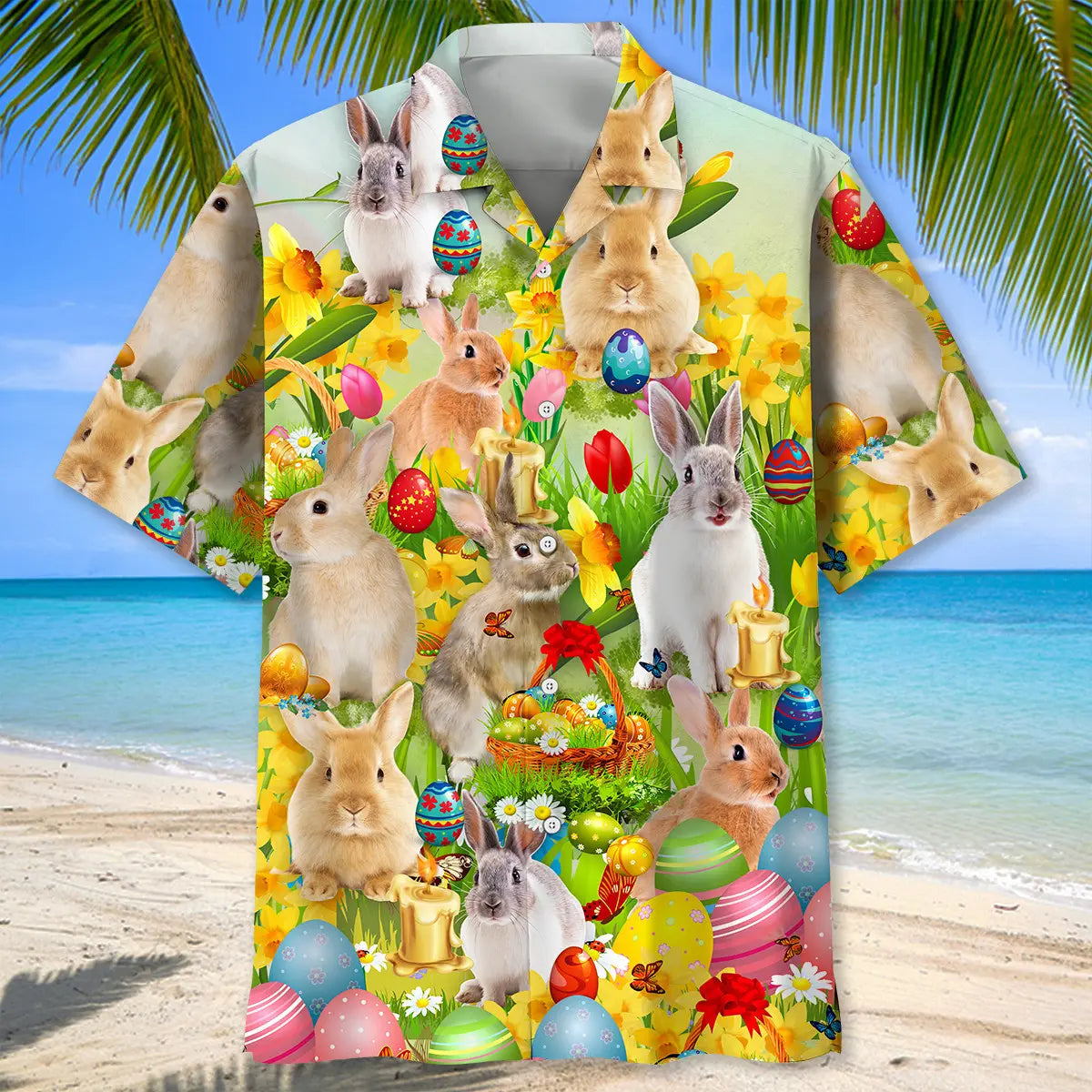 Easter Creative Pattern Hawaiian Shirt For Resort Trips, Coastal Parties, And Warm Weather Style