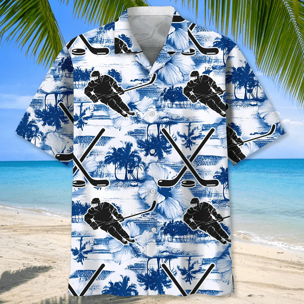 Hockey Blue Nature Hawaiian Shirt For Beach Days, Summer Outings, And Thoughtful Gift Giving